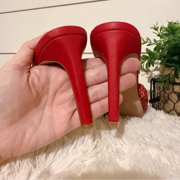 Steve Madden Seraphine Braided Square Toe Heels Red Size 8.5M - Picture 5 of 6